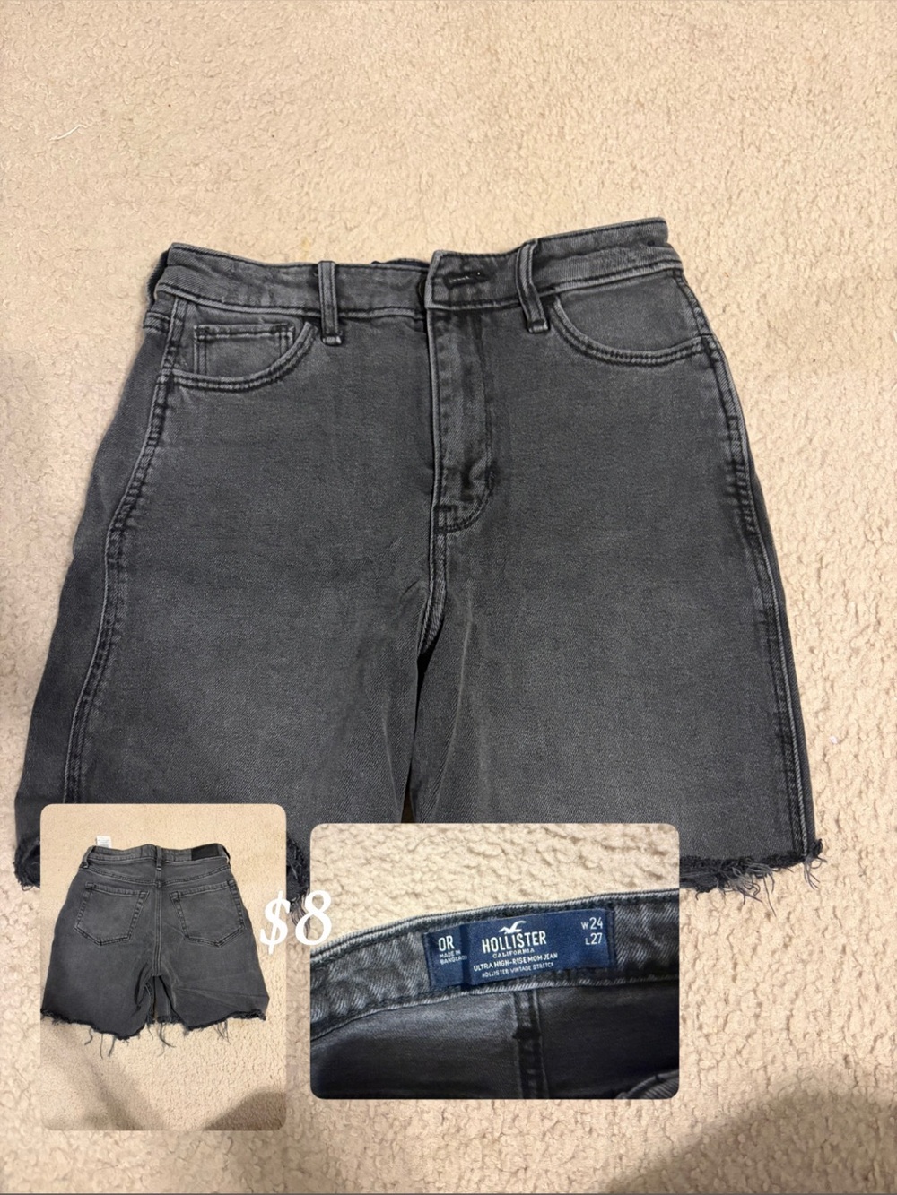 Hollister Faded Black High-Rise Denim Cutoff Shorts